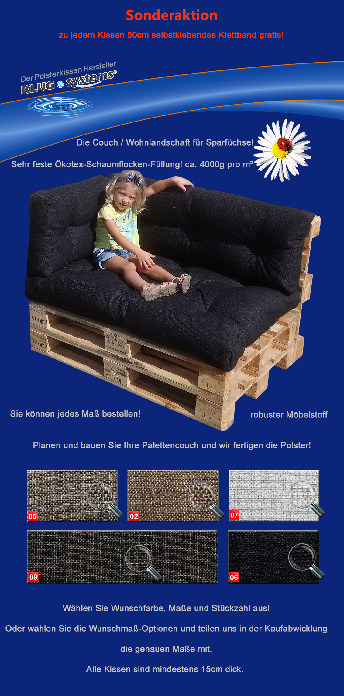 Details Zu Indoor Couch Gesteppt Polster Lounge 50cm Klettband Pro Kissen Fur Sparfuchse
